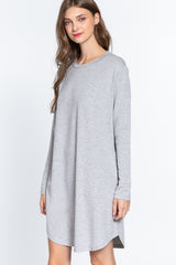 Long Slv French Terry Mini Dress