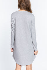 Long Slv French Terry Mini Dress