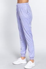 Waist Elastic Velour Long Jogger Pants