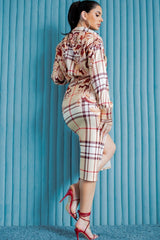 Satin Blouse With Skirt Set