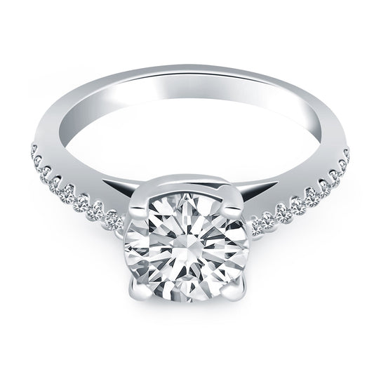14k White Gold Trellis Diamond Engagement Ring Mounting