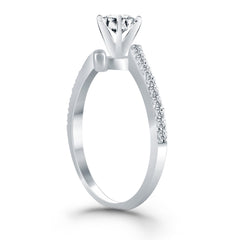 14k White Gold Open Shank Bypass Diamond Engagement Ring