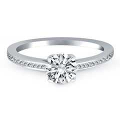 14k White Gold Channel Set Cathedral Engagement Ring