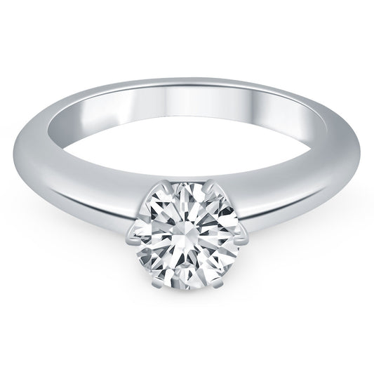 14k White Gold Solitaire Cathedral Engagement Ring Mounting