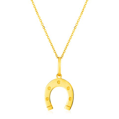 14K Yellow Gold Necklace with Horseshoe