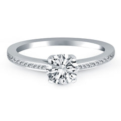 14k White Gold Channel Set Cathedral Engagement Ring Mounting