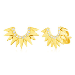 14k Yellow Gold Sunburst Earrings with Diamonds