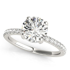 14k White Gold Diamond Engagement Ring with Scalloped Row Band (2 1/4 cttw)