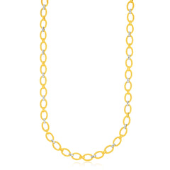 14k Two-Tone Gold Multi-Textured Oval Link Fancy Necklace