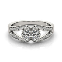 Two Stone Split Shank Design Diamond Ring in 14k White Gold (3/4 cttw)