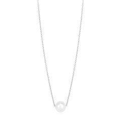 14k White Gold Pearl Solitaire Necklace