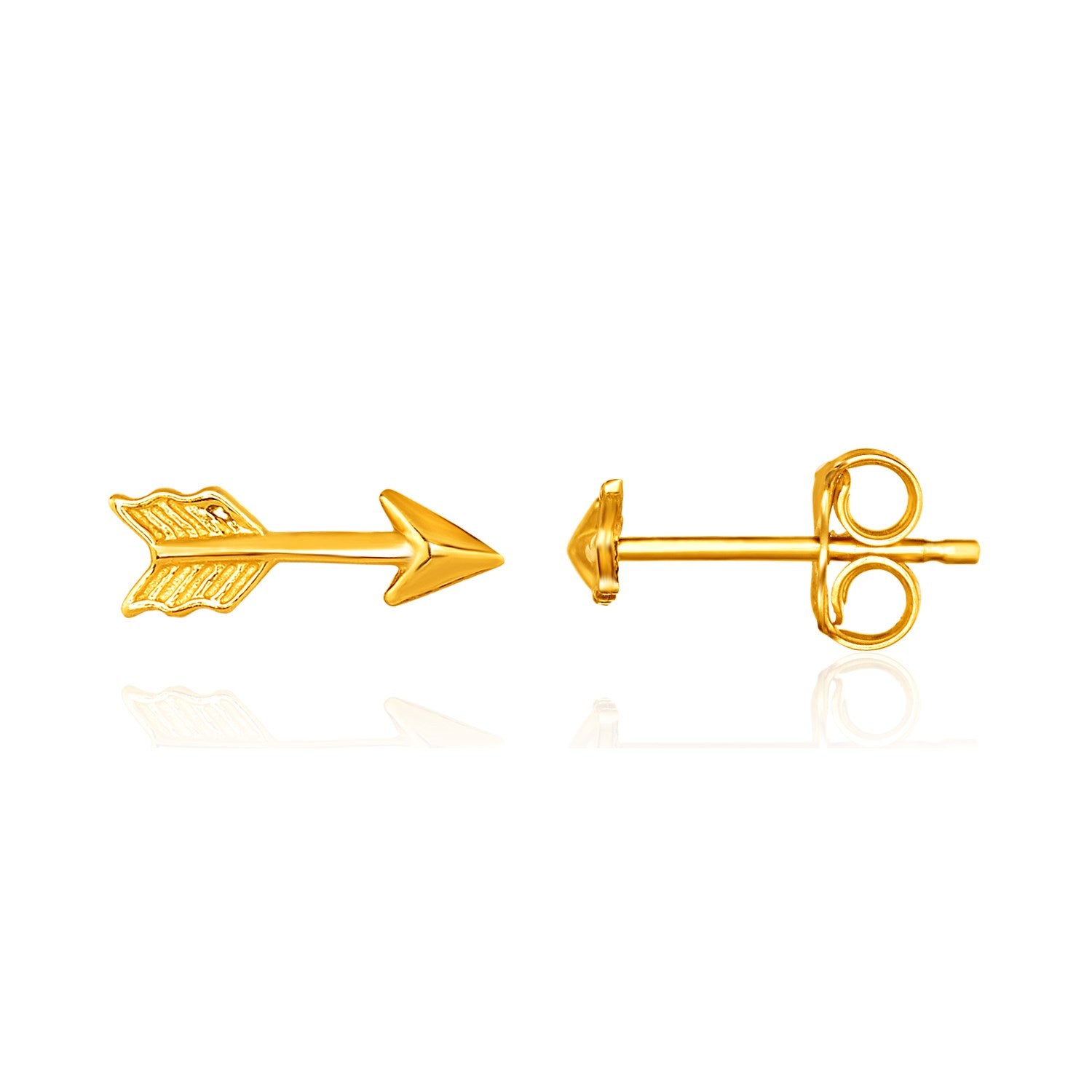 14k Yellow Gold Single Post Earring with Textured Arrow 14k Yellow Gold Single Post Earring with Textured Arrow