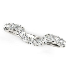 14k White Gold Curved Design Pave Diamond Wedding Ring (1/6 cttw)