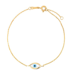 14k Yellow Gold MOP Evil Eye Bracelet