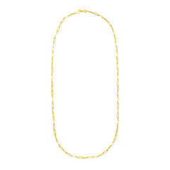 14k Yellow Gold Paperclip Chain and Pearl Necklace