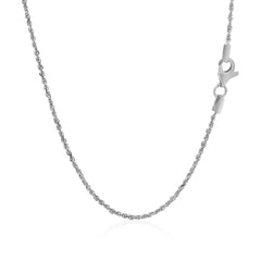 10k White Gold Solid Diamond Cut Rope Chain 1.25mm