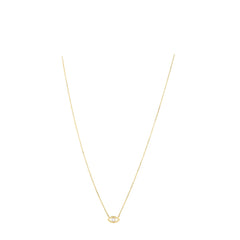 14k Yellow Gold Pearl Evil Eye Necklace