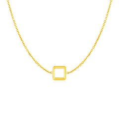 14k Yellow Gold Necklace with Petite Open Square Pendant
