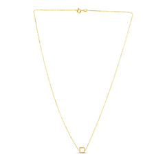 14k Yellow Gold Necklace with Petite Open Square Pendant