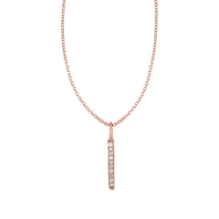 14k Rose Gold Bar Pendant with Diamonds