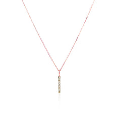 14k Rose Gold Bar Pendant with Diamonds