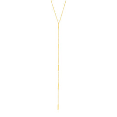 14k Yellow Gold Lariat Necklace with Small Polished Bars