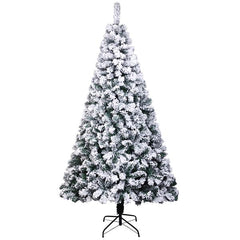 6FT PVC Flocking Christmas Tree 750 Branches Spread Out Naturally Tree