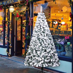 6FT PVC Flocking Christmas Tree 750 Branches Spread Out Naturally Tree