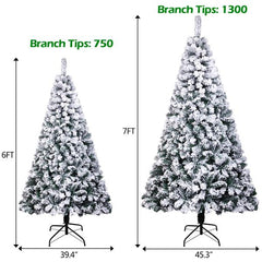 6FT PVC Flocking Christmas Tree 750 Branches Spread Out Naturally Tree
