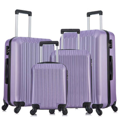 4 Piece Set Luggage Sets Suitcase ABS Hardshell Lightweight Spinner Wheels Purple