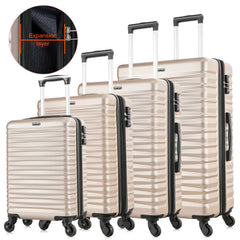 Expandable Hardshell Luggage Sets Suitcase ABS Lightweight with Spinner Wheels TSA Lock Champagne Gold