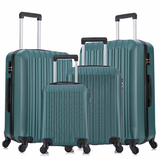 4 Piece Set Luggage Sets Suitcase ABS Hardshell Lightweight Spinner Wheels Army Green