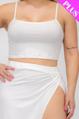 Plus Size Crop Cami & Split Thigh Maxi Skirt Set