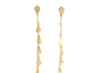 14K Yellow Gold Polished Diamond Motif Dangle Earrings