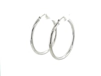 10k White Gold Polished Hoop Earrings (30 mm)