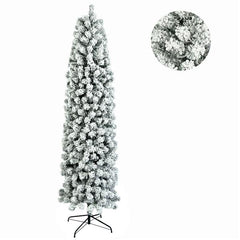 7.5ft Pencil Flocking Tied Light Christmas Tree