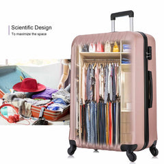 4 Piece Set Luggage Sets Suitcase ABS Hardshell Lightweight Spinner Wheels Rose Gold