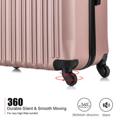 4 Piece Set Luggage Sets Suitcase ABS Hardshell Lightweight Spinner Wheels Rose Gold