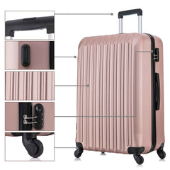 4 Piece Set Luggage Sets Suitcase ABS Hardshell Lightweight Spinner Wheels Rose Gold