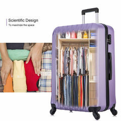 4 Piece Set Luggage Sets Suitcase ABS Hardshell Lightweight Spinner Wheels Purple