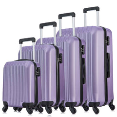 4 Piece Set Luggage Sets Suitcase ABS Hardshell Lightweight Spinner Wheels Purple