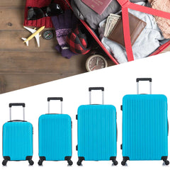 4 Piece Set Luggage Sets Suitcase ABS Hardshell Lightweight Spinner Wheels  Sky Blue