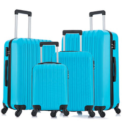 4 Piece Set Luggage Sets Suitcase ABS Hardshell Lightweight Spinner Wheels  Sky Blue