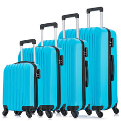 4 Piece Set Luggage Sets Suitcase ABS Hardshell Lightweight Spinner Wheels  Sky Blue