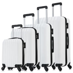 4 Piece Set Luggage Sets Suitcase ABS Hardshell Lightweight Spinner Wheels  Milk White