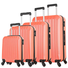 4 Piece Set Luggage Sets Suitcase ABS Hardshell Lightweight Spinner Wheels (16/20/24/28 inch) Orange