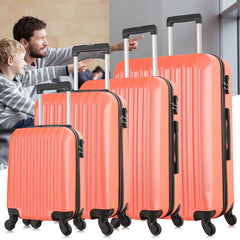 4 Piece Set Luggage Sets Suitcase ABS Hardshell Lightweight Spinner Wheels (16/20/24/28 inch) Orange