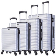 Expandable Hardshell Luggage Sets Suitcase ABS Lightweight with Spinner Wheels Silver