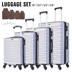 Expandable Hardshell Luggage Sets Suitcase ABS Lightweight with Spinner Wheels Silver