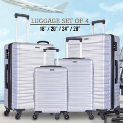 Expandable Hardshell Luggage Sets Suitcase ABS Lightweight with Spinner Wheels Silver